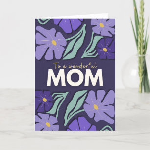 Tarjeta Festiva Regalo del Día de la Madre con Floral Púrpura - Pa