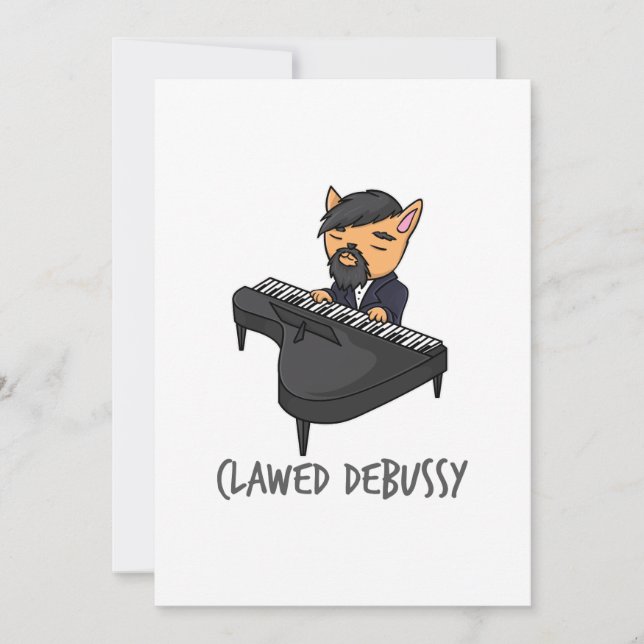 Tarjeta Festiva Regalo divertido de Cat Pun, jugador de Piano Debu (Anverso)