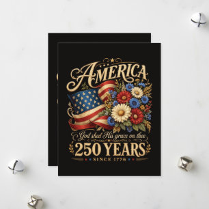 Tarjeta Festiva Regalo Floral Patriótico América 250 Años Desde 17