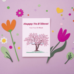 Tarjeta Festiva Regalo personalizado de árbol rosa feliz Tu B'shva