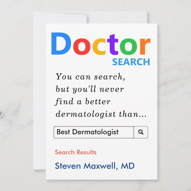 Tarjeta Festiva Regalo personalizado para dermatólogo  (Anverso)