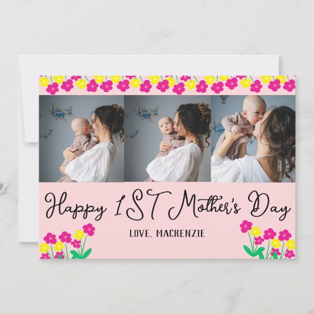 Tarjeta Festiva Regalo simple del primer día de la madre Collage d (Anverso)