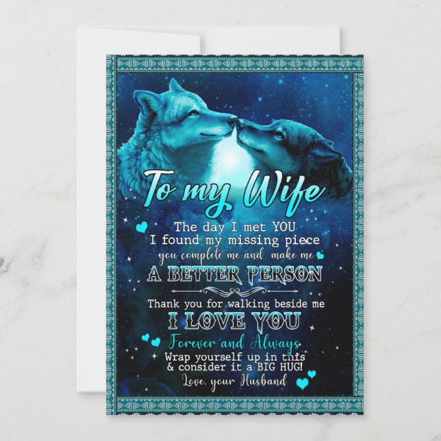 Tarjeta Festiva Regalos de esposa | Carta A Mi Esposa Que Te Amo P (Anverso)