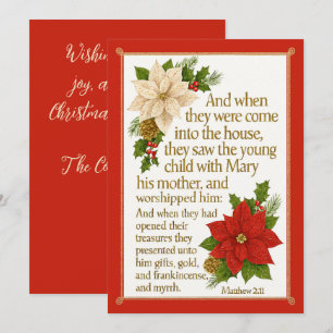 Tarjeta Festiva Regalos de gracia - Mateo 2:11 Bendición de Navida