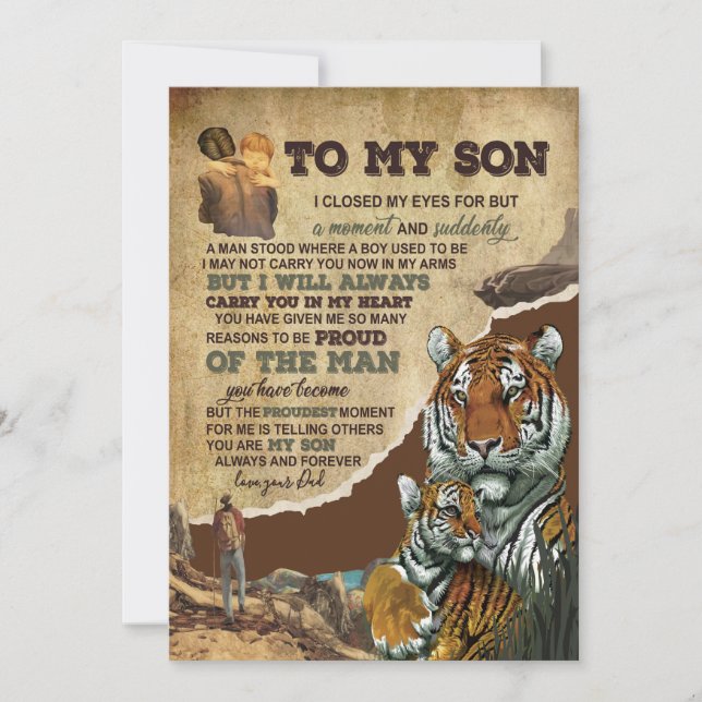 Tarjeta Festiva Regalos de hijos | Carta A Mi Hijo Amor De Papá (Anverso)