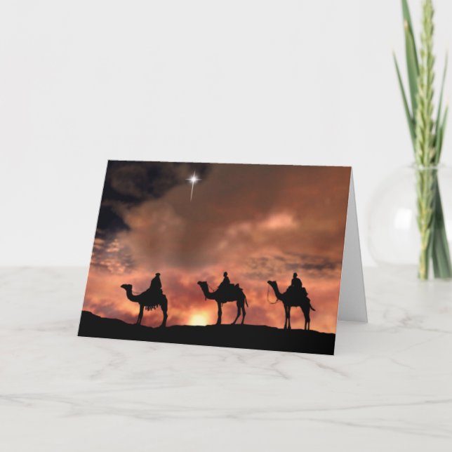 Tarjeta Festiva Regalos de la escena de la Natividad para Navidade (Anverso)