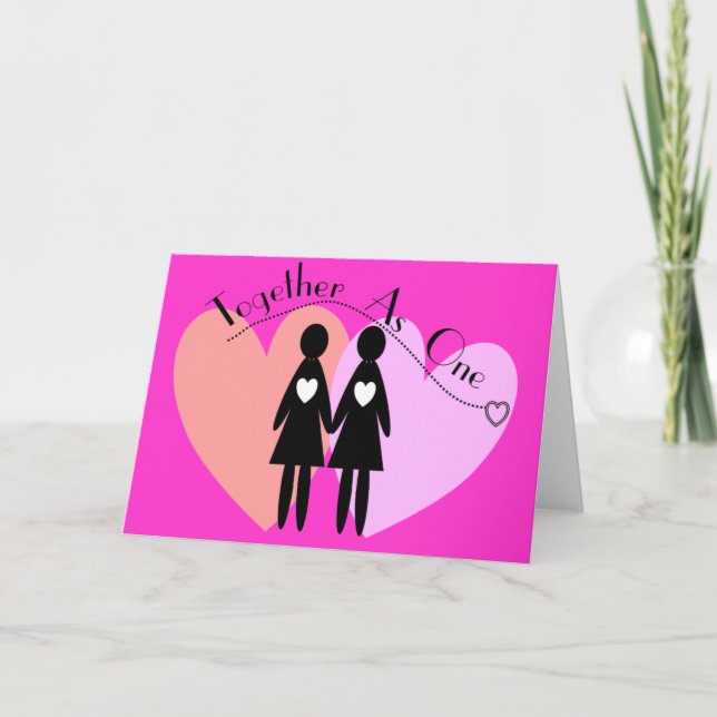 Tarjeta Festiva Regalos de Lesbianas "Juntos como uno" (Anverso)