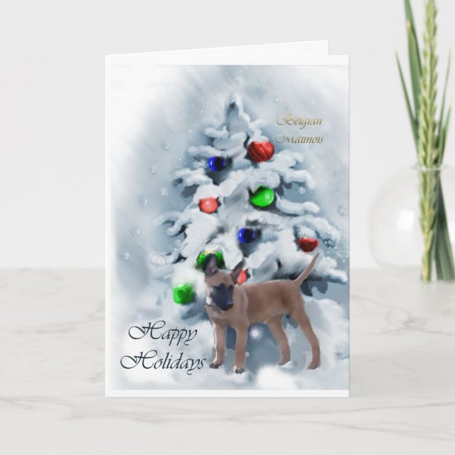 Tarjeta Festiva Regalos de Navidades belgas de Malinois (Anverso)