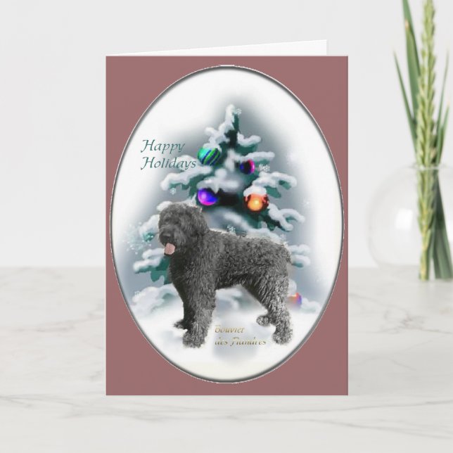 Tarjeta Festiva Regalos de Navidades Bouvier des Flandres (Anverso)