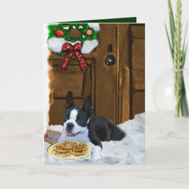 Tarjeta Festiva Regalos de Navidades de Boston Terrier