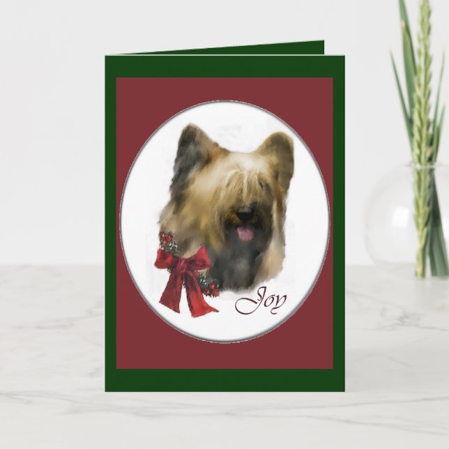 Tarjeta Festiva Regalos de Navidades de Briard (Anverso)