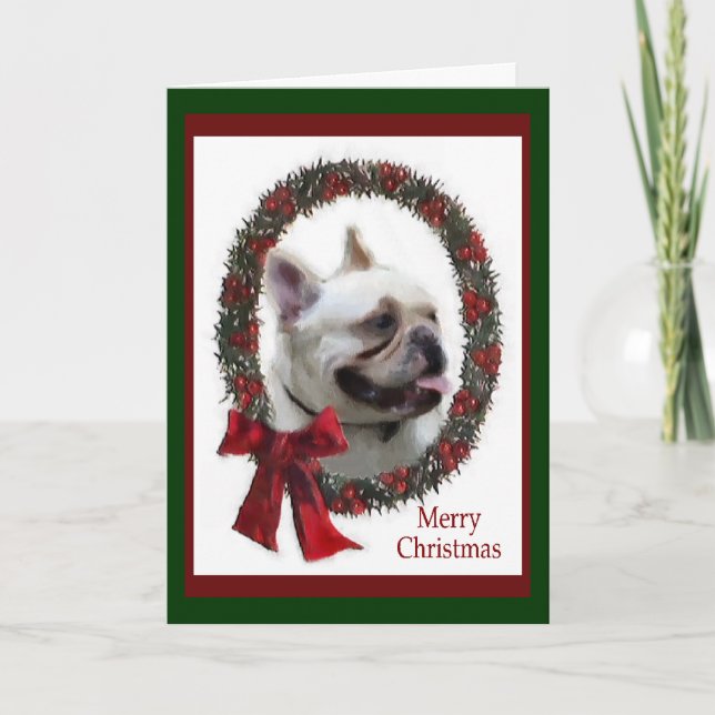Tarjeta Festiva Regalos de Navidades de Bulldog de Francia (Anverso)