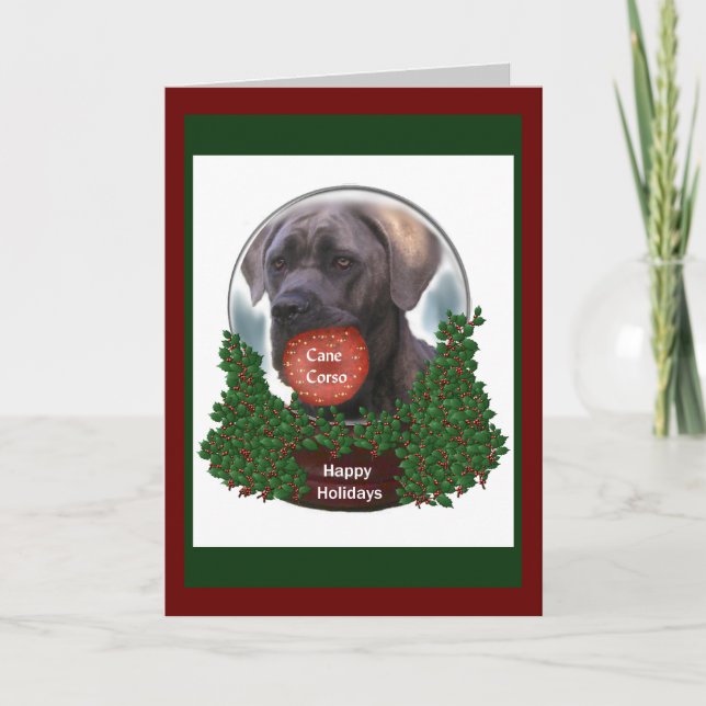 Tarjeta Festiva Regalos de Navidades de Cane Corso (Anverso)