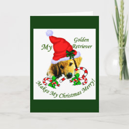Tarjeta Festiva Regalos de Navidades de Golden Retriever