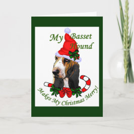 Tarjeta Festiva Regalos de Navidades de Hound Basset
