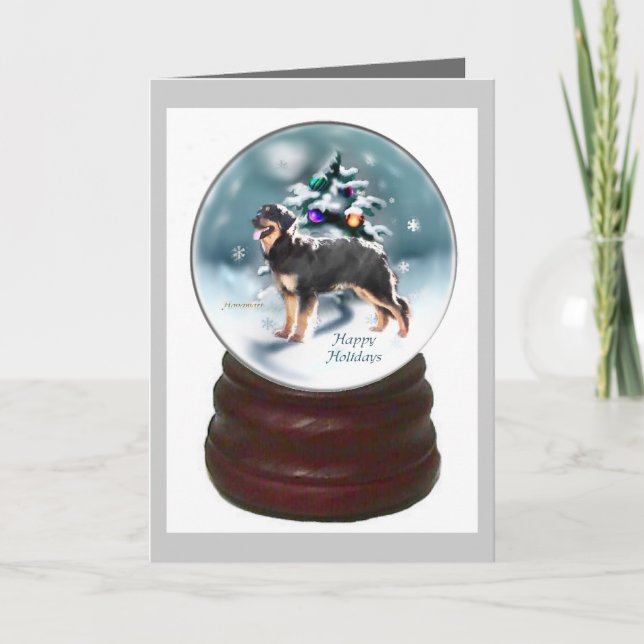 Tarjeta Festiva Regalos de Navidades de Hovawart (Anverso)
