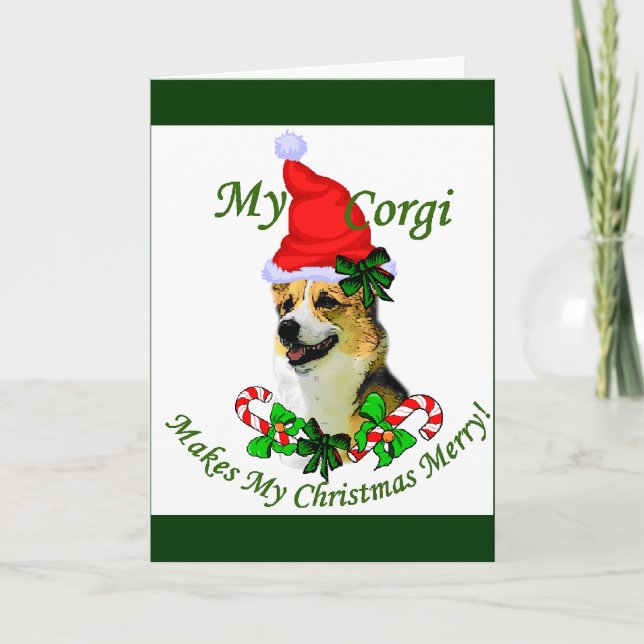 Tarjeta Festiva Regalos de Navidades de Pembroke Welsh Corgi (Anverso)