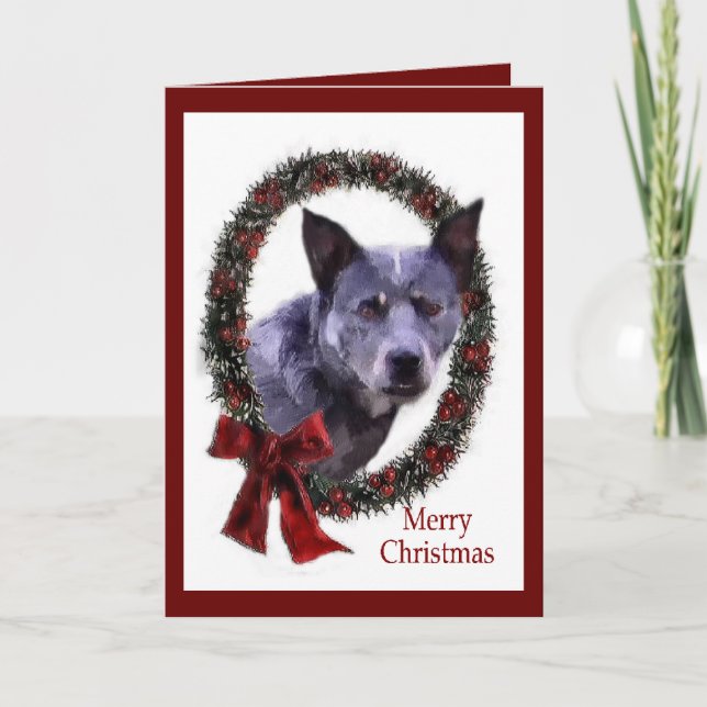Tarjeta Festiva Regalos de Navidades de perro de ganado de Austral (Anverso)