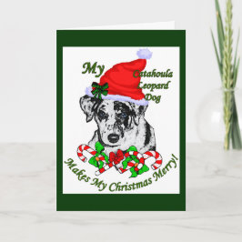 Tarjeta Festiva Regalos de Navidades de perro leopardo de Catahoul