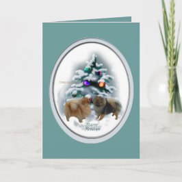 Tarjeta Festiva Regalos de Navidades de Pomerania