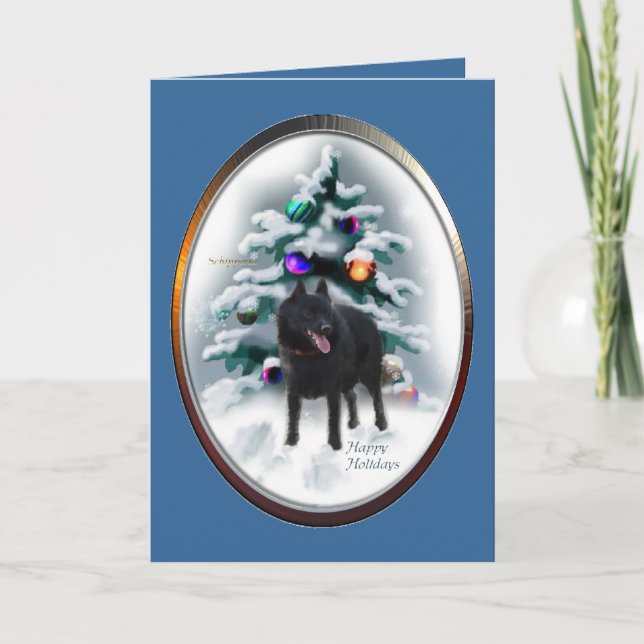 Tarjeta Festiva Regalos de Navidades de Schipperke (Anverso)