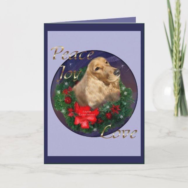 Tarjeta Festiva Regalos de Navidades españoles de Cocker ingleses (Anverso)