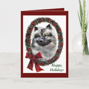 Tarjeta Festiva Regalos de Navidades Keeshond