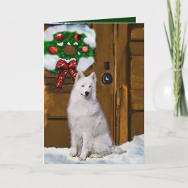 Tarjeta Festiva Regalos de Navidades Samoyes