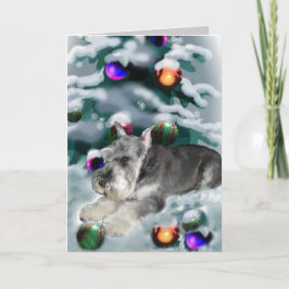 Tarjeta Festiva Regalos de Navidades Schnauzer en miniatura