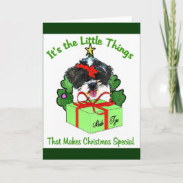 Tarjeta Festiva Regalos de Navidades shih tzu