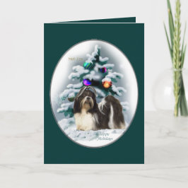 Tarjeta Festiva Regalos de Navidades shih tzu