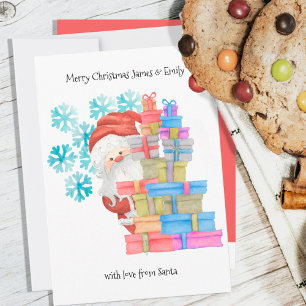 Tarjeta Festiva Regalos de Santa y copos de nieve Personalizados p