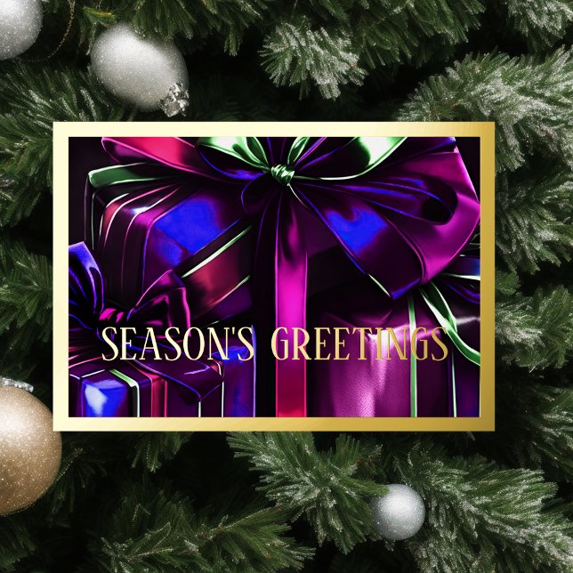 Tarjeta Festiva Regalos de temporada de Purple Blue Gold (Subido por el creador)