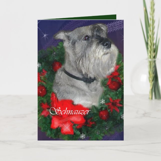 Tarjeta Festiva Regalos estándar de Navidades Schnauzer (Anverso)