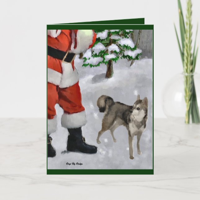 Tarjeta Festiva Regalos Navidades de Alaskan Klee Kai (Anverso)