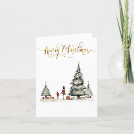 Tarjeta Festiva Regalos navideños debajo del árbol