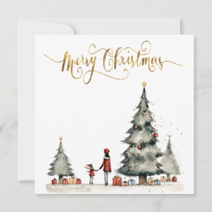 Tarjeta Festiva Regalos navideños debajo del árbol