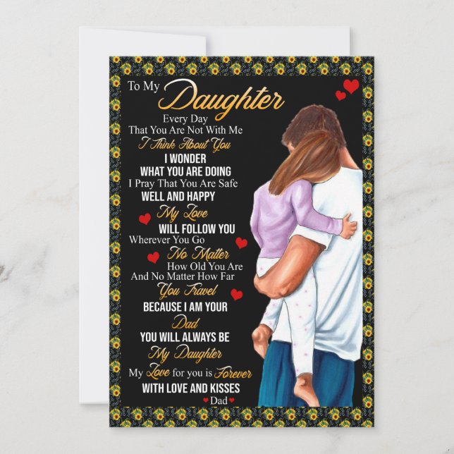 Tarjeta Festiva Regalos para la hija | Carta A Mi Hija De Papá (Anverso)