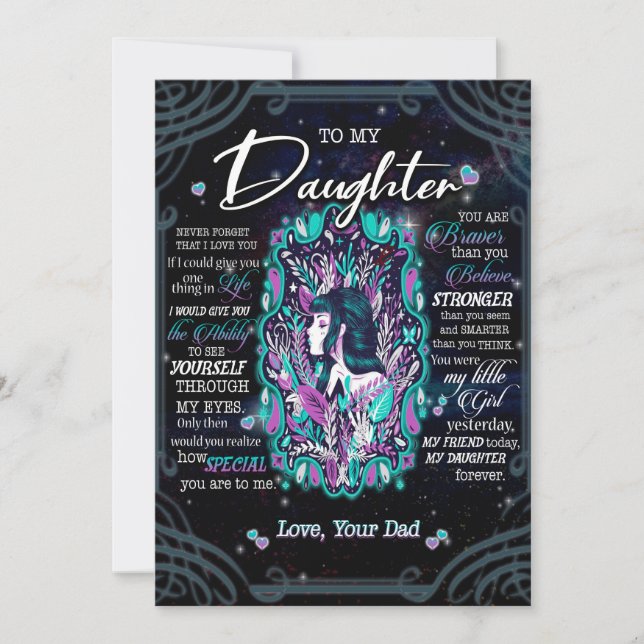 Tarjeta Festiva Regalos para la hija | Carta A Mi Hija De Papá (Anverso)
