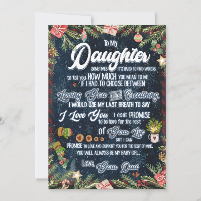 Tarjeta Festiva Regalos para la hija | Carta A Mi Hija De Papá (Anverso)