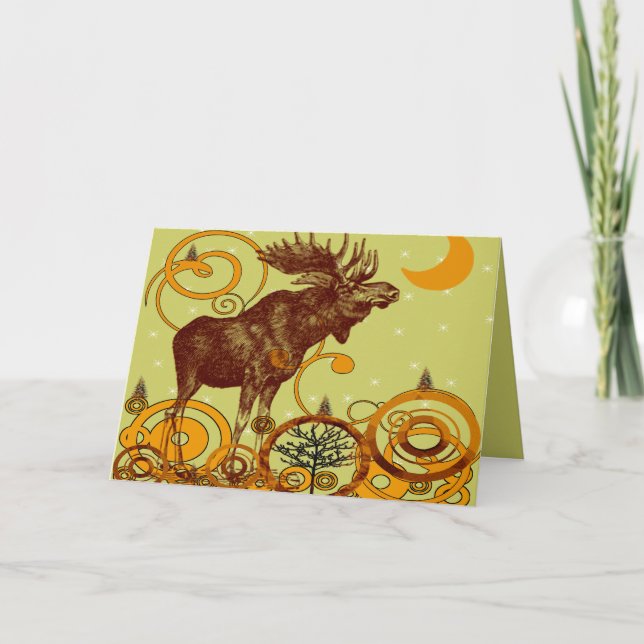 Tarjeta Festiva Regalos Vintage Moose (Anverso)