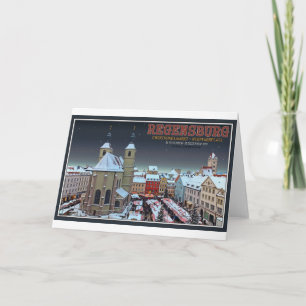 Tarjeta Festiva Regensburg Christkindlmarkt sobre la Neupfarrplatz