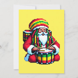 Tarjeta Festiva Reggae tropical Santa - Navidades Arte de tambor
