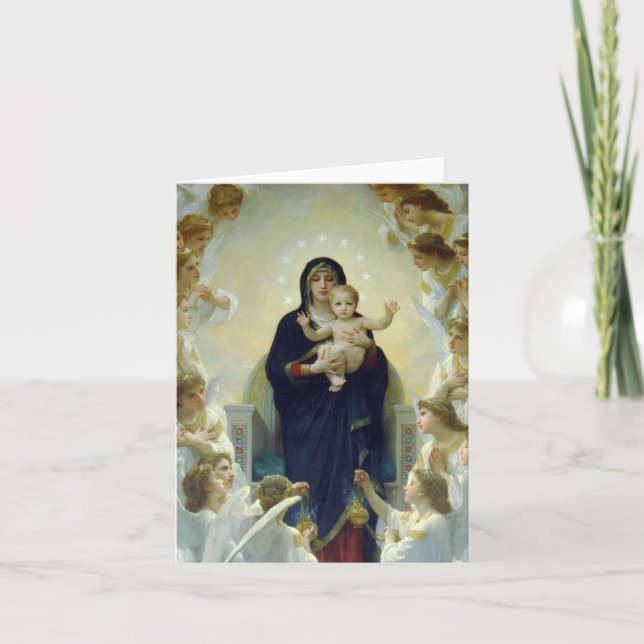 Tarjeta Festiva Regina Angelorum… Bouguereau 1900 (Anverso)