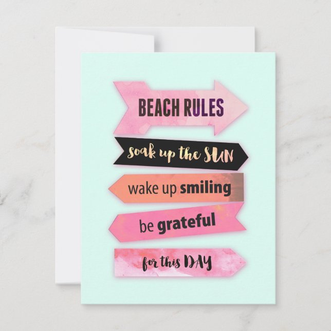 Tarjeta Festiva Reglas de playa (Anverso)