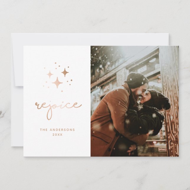 Tarjeta Festiva Regocijaos. Navidades religiosos de oro foto de gu (Anverso)