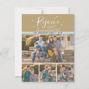 Tarjeta Festiva Regocijarse   4 Navidades de fotografía familiares