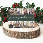 Tarjeta Festiva Regocijarse por el collage de fotos de Navidades r<br><div class="desc">Un mensaje de escritura moderno de "regocijo" está enmarcado por 8 fotos en un fondo verde festivo del cazador. Esta tarjeta de Navidades de temática religiosa es la manera perfecta de enviar saludos de vacaciones a amigos y seres queridos. La parte trasera es una manta verde que coordina.</div>