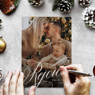 Tarjeta Festiva Regocijarse por el guión clásico Navidades religio