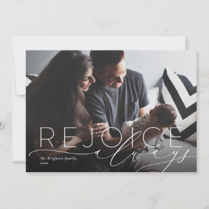 Tarjeta Festiva Regocíjate siempre foto religiosa nuevo bebé